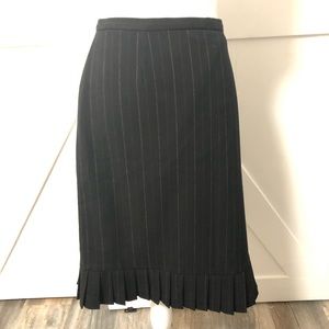 Classic Black Pinstriped Skirt with Flirty Pleated Hem